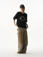 Distressed Loose V-Neck T-Shirt 2