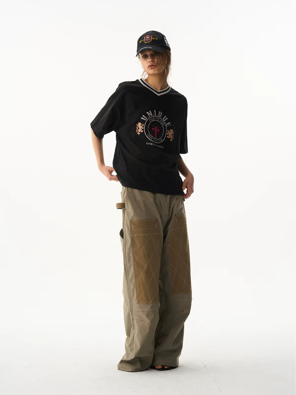 Distressed Loose V-Neck T-Shirt 2