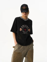 Distressed Loose V-Neck T-Shirt 3