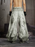 Distressed Mesh Patchwork Double Waistband Pants 2