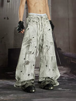 Distressed Mesh Patchwork Double Waistband Pants 4