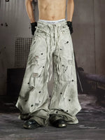 Distressed Mesh Patchwork Double Waistband Pants 5