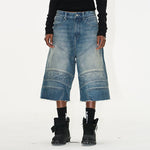 5754321636179,5754321636180,5754321636181,5754321636182, Distressed Motorcycle Denim Shorts with Frayed Hem