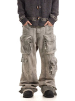 Distressed Multi-Pocket Loose Cargo Jeans Pants 2