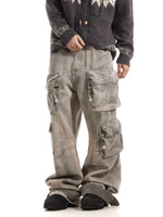 Distressed Multi-Pocket Loose Cargo Jeans Pants 3