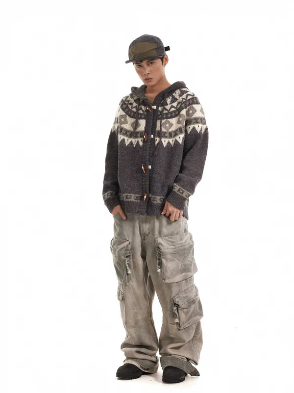Distressed Multi-Pocket Loose Cargo Jeans Pants 4