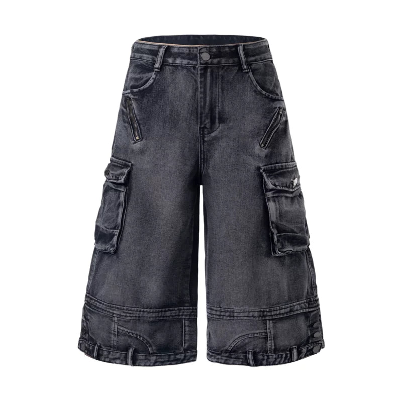 6094580676408,6094580676409,6094580676410,6094580676411, Distressed Multi-Pocket Loose Cropped Pants