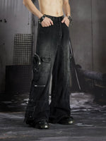 Distressed Multi-Pocket Loose Straight Leg Jeans 5