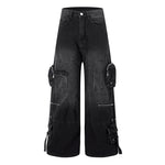 6095381369089,6095381369091,6095381369093,6095381369095, Distressed Multi-Pocket Loose Straight Leg Jeans