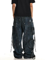 Distressed Multi-Pocket Wide-Leg Cargo Pants 3