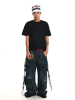 Distressed Multi-Pocket Wide-Leg Cargo Pants 4