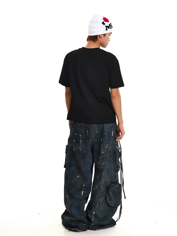 Distressed Multi-Pocket Wide-Leg Cargo Pants 5