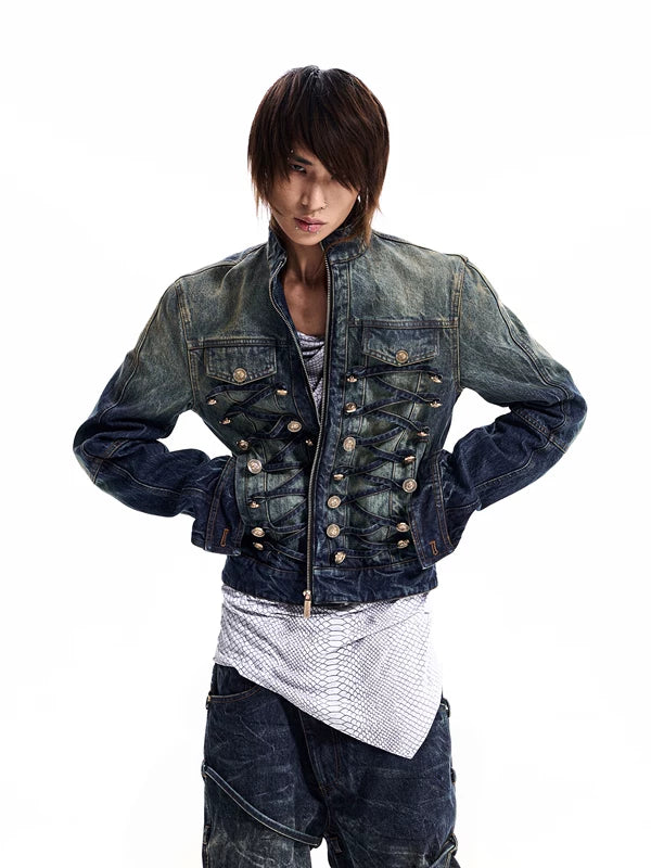 Distressed Napoleon Denim Jacket 2