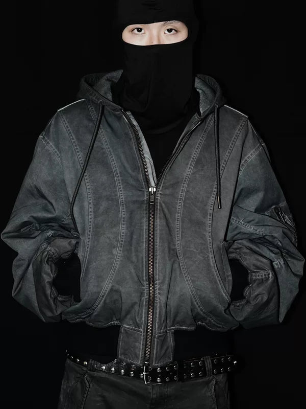 Distressed Oversized MA-1 Bomber Jacket 1