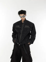 5726487342374,5252067090640,5252067090641,5252067090642, Distressed Padded Shoulder Denim Jacket