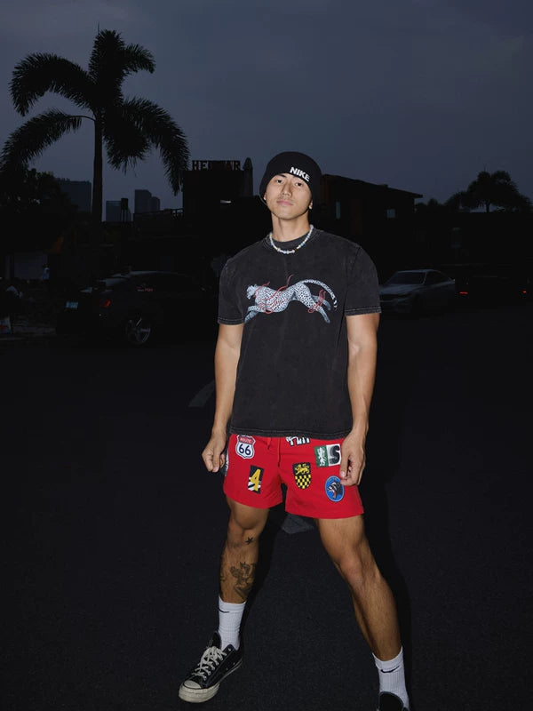 Distressed Panther Print Short-Sleeve T-Shirt 2