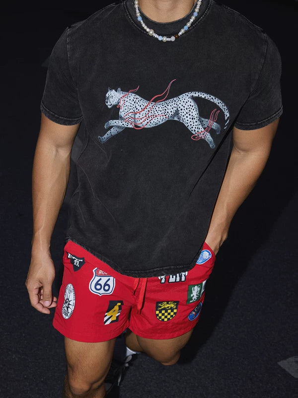 Distressed Panther Print Short-Sleeve T-Shirt 3