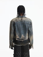 Distressed Patchwork Denim Jacket with Tassels 4