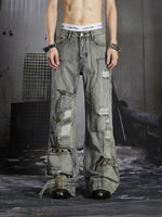 Distressed Patchwork Flared Jeans 1