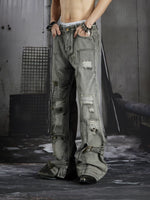 Distressed Patchwork Flared Jeans 3