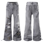 6253470006739,6253470006740,6253470006741,6253470006742, Distressed Patchwork Flared Jeans