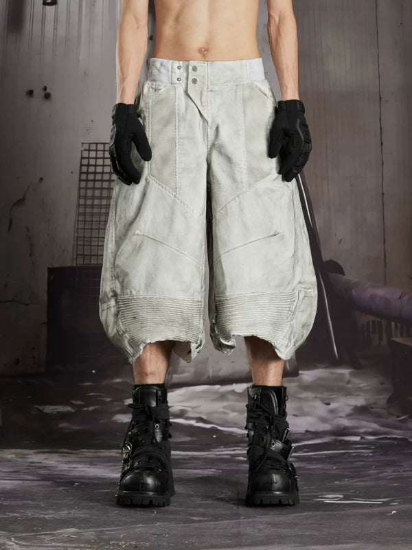 Distressed Patchwork Functional 3D Cut Pants 1