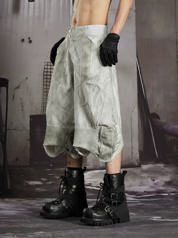 Distressed Patchwork Functional 3D Cut Pants 2