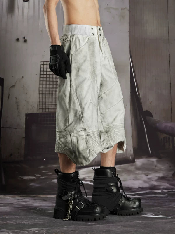Distressed Patchwork Functional 3D Cut Pants 3