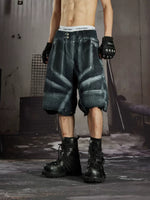 Distressed Patchwork Functional Denim Shorts 2