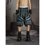 6265165106357,6265165106358, Distressed Patchwork Functional Denim Shorts