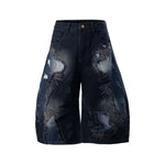 6087141880054,6087141880055,6087141880056,6087141880057, Distressed Patchwork Loose Denim Pants