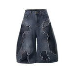 6087141880058,6087141880059,6087141880060,6087141880061, Distressed Patchwork Loose Denim Pants