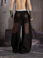 Distressed Patchwork Wide-Leg Cargo Jeans 4