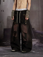 Distressed Patchwork Wide-Leg Cargo Jeans 5