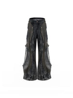 Distressed Patchwork Wide-Leg Floor-Length Jeans 5