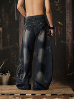 Distressed Patchwork Wide-Leg Jeans 4