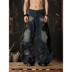 5960927258751,5960927258752,5960927258753,5960927258754, Distressed Patchwork Wide-Leg Jeans