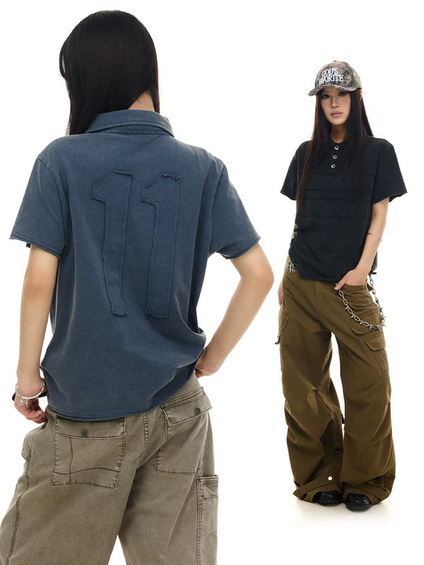 Distressed Piqué Appliqué Polo Shirt 1