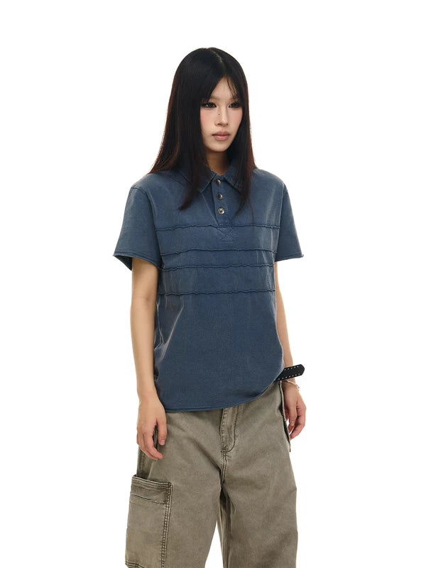 Distressed Piqué Appliqué Polo Shirt 2