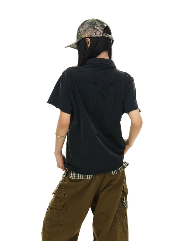 Distressed Piqué Appliqué Polo Shirt 3