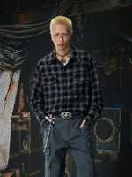 Distressed Plaid Button-Up Workwear Shirt 3