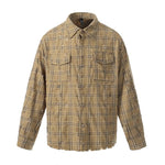 6032813937016,6032813937017,6032813937018,6032813937019, Distressed Plaid Button-Up Workwear Shirt