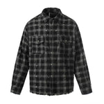 6032813937020,6032813937021,6032813937022,6032813937023, Distressed Plaid Button-Up Workwear Shirt