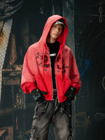 Distressed Plaid Patch Zip Up Hoodie 2