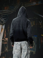 Distressed Plaid Patch Zip Up Hoodie 3