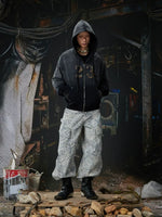 Distressed Plaid Patch Zip Up Hoodie 5