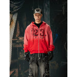 6033020465920,6033020465921,6033020465922,6033020465923, Distressed Plaid Patch Zip Up Hoodie