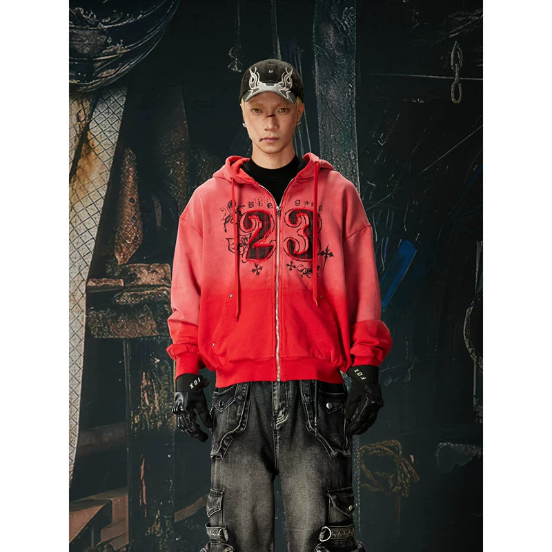 6033020465920,6033020465921,6033020465922,6033020465923, Distressed Plaid Patch Zip Up Hoodie