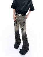 Distressed Pleated Flared Jeans 3