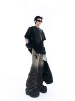 Distressed Pleated Flared Jeans 4
